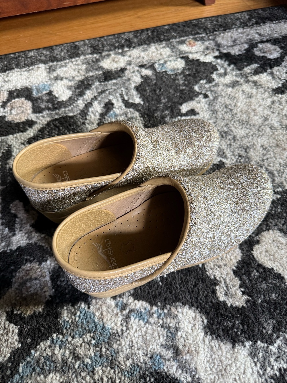 Dansko Glitter Clogs in Gold-Tan